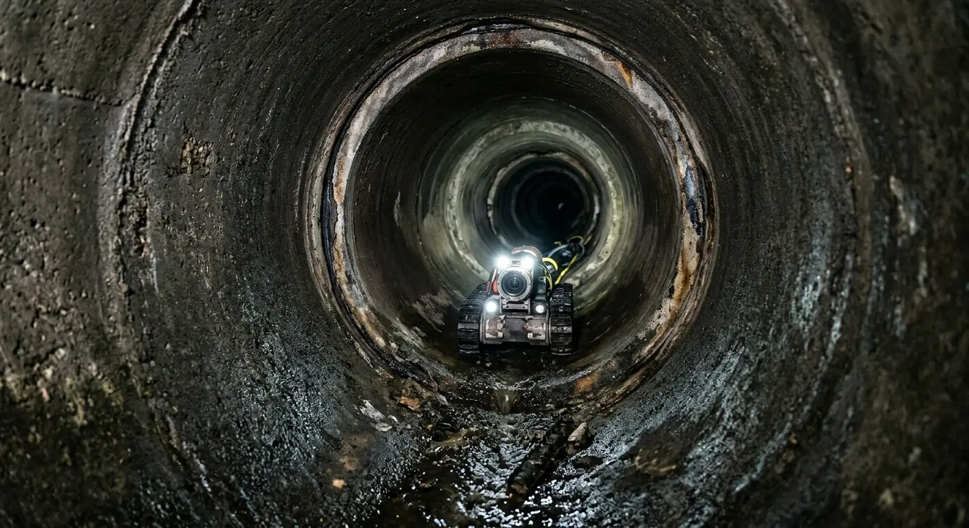 Robotic sewer camera inspecting pipe interior for Drain Snake Service in Turlock